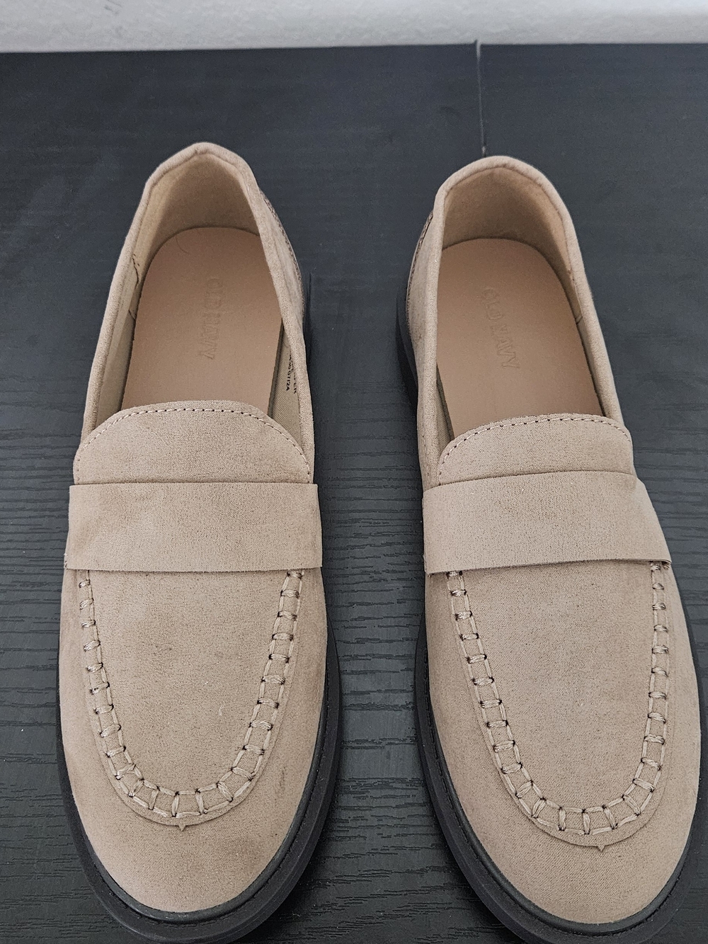 Old Navy Suede Penny Loafers in Taupe